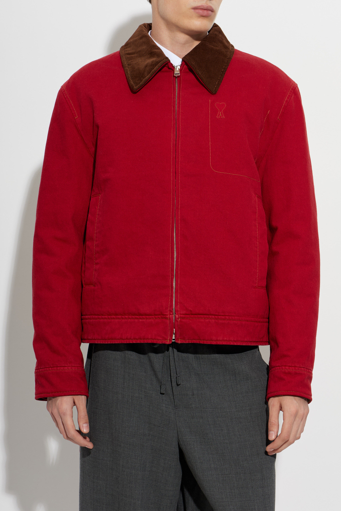 Ami Alexandre Mattiussi Insulated Jacket with Corduroy Collar